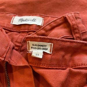 Madewell Slim Wide Leg Emmet Crop Pants in red/orange, sz 25